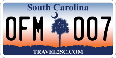 SC license plate OFM007