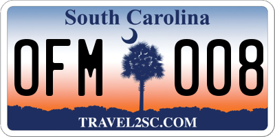 SC license plate OFM008