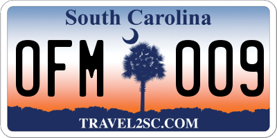 SC license plate OFM009