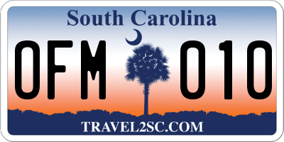 SC license plate OFM010