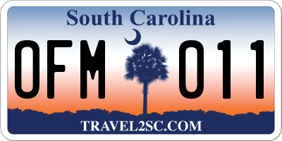 SC license plate OFM011