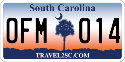 SC license plate OFM014
