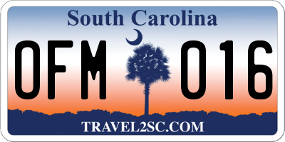 SC license plate OFM016
