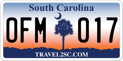SC license plate OFM017