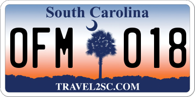 SC license plate OFM018