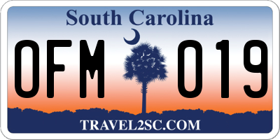 SC license plate OFM019