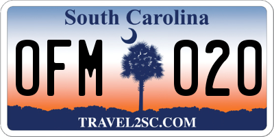 SC license plate OFM020