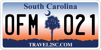 SC license plate OFM021