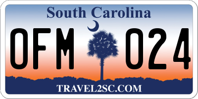 SC license plate OFM024
