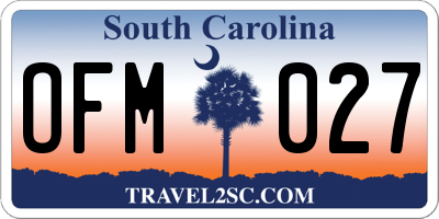 SC license plate OFM027