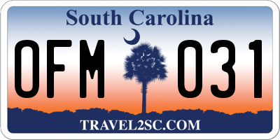 SC license plate OFM031