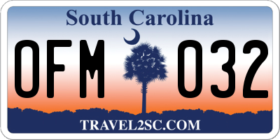 SC license plate OFM032