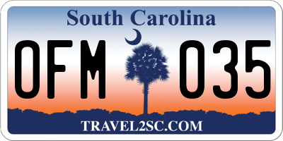 SC license plate OFM035