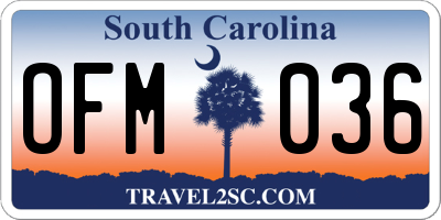 SC license plate OFM036