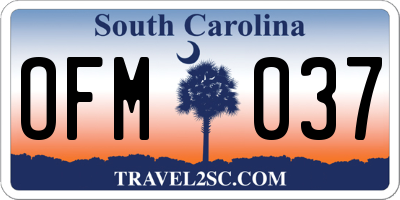 SC license plate OFM037