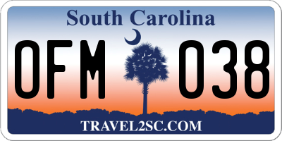 SC license plate OFM038