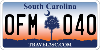 SC license plate OFM040