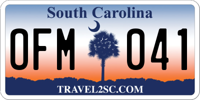 SC license plate OFM041