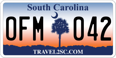 SC license plate OFM042