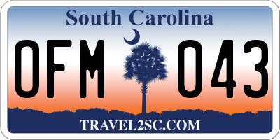 SC license plate OFM043