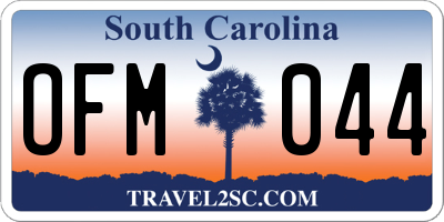 SC license plate OFM044