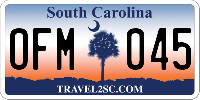 SC license plate OFM045