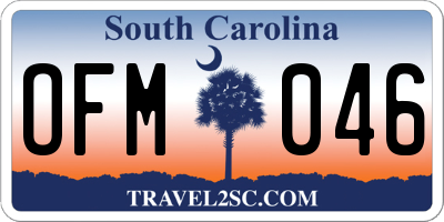 SC license plate OFM046