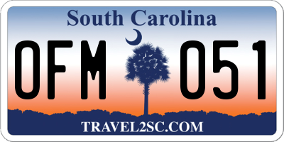 SC license plate OFM051