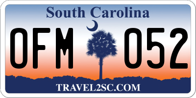 SC license plate OFM052