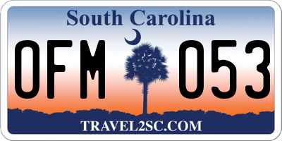 SC license plate OFM053