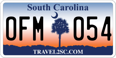 SC license plate OFM054