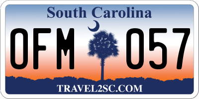 SC license plate OFM057