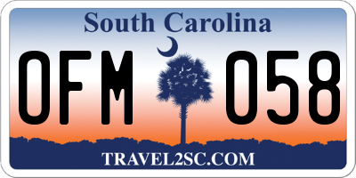 SC license plate OFM058