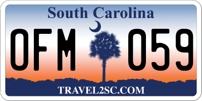 SC license plate OFM059
