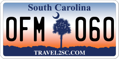 SC license plate OFM060
