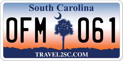 SC license plate OFM061