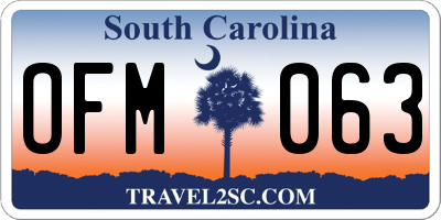 SC license plate OFM063