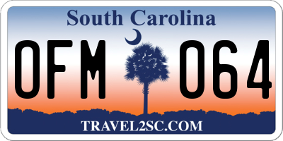 SC license plate OFM064