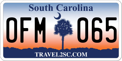 SC license plate OFM065