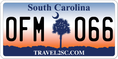 SC license plate OFM066