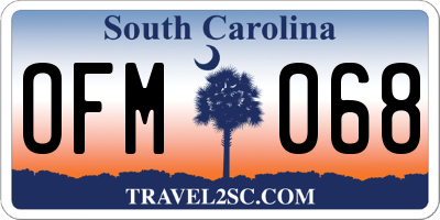 SC license plate OFM068