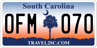 SC license plate OFM070