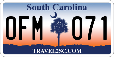 SC license plate OFM071