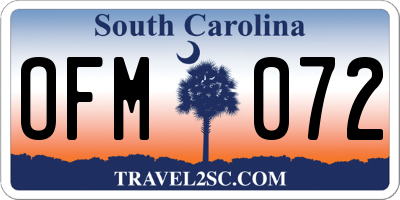 SC license plate OFM072