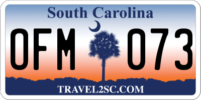 SC license plate OFM073