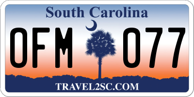 SC license plate OFM077