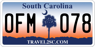 SC license plate OFM078