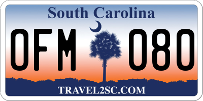 SC license plate OFM080