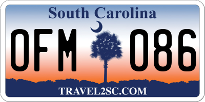 SC license plate OFM086