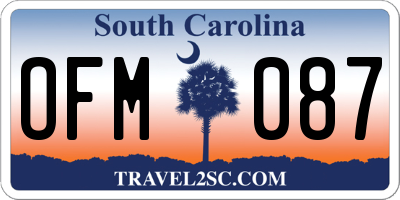 SC license plate OFM087